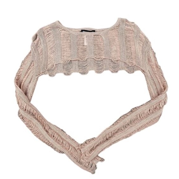 Rehab Lab - Ladder Knit Cropped Long Sleeve Sweater shrug in earthy Dusty rose - Picture 1 of 2